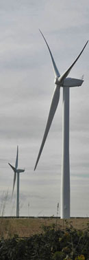 Wind Turbines on Newbald Wold/from a photo by Arnold Underwood/Nov 2014