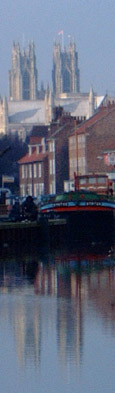 Beverley Beck with the Minster in the background/ from a photo by Arnold Underwood, Feb 2006