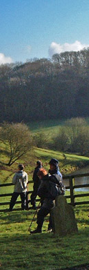 Walkers take a break at Givendale/from a photo by Arnold Underwood/Jan 2004
