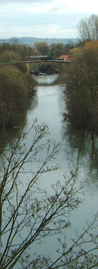 View from the viaduct of the river and the old road bridge /from a photo by Arnold Underwood/Nov 2005